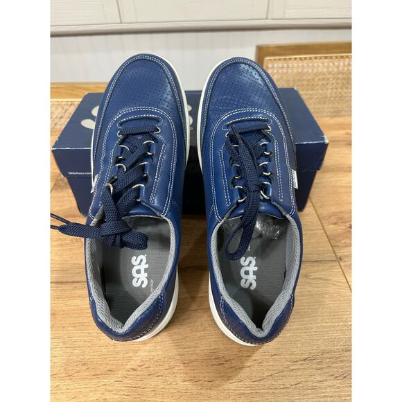 SAS Women's Sporty Lux Lace Up Sneaker Blue Perf Leather Size 10 Wide NIB Comfy - Picture 10 of 14